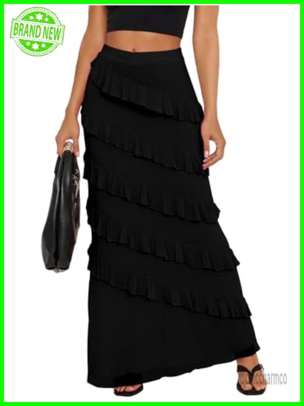 Women's Sexy Maxi Bodycon Skirt High Waisted Ruffle Mesh Party Long Skirt